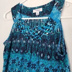 ❤️3/$12 Indigo Blue Geometric Sleeveless Blouse M